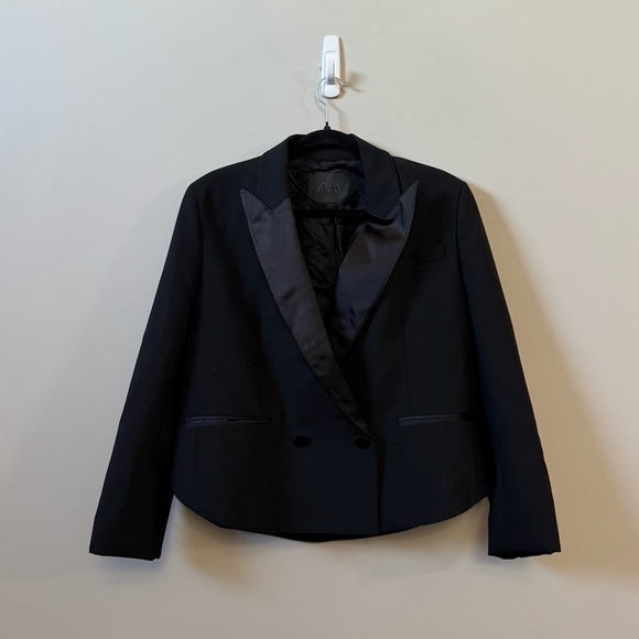 Zara limited edition women’s black tuxedo style blazer jacket - Picture 2 of 8
